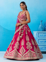 designer pink silk wedding outfit for indian bride