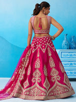 pink heavy embroidered bridal lehenga with dupatta