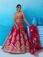 pink party wear silk lehenga choli for women