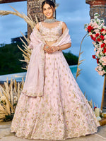 pink semi stitched bridal lehenga with designer dupatta