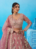 pink traditional indian lehenga with designer embroidery