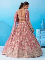 pink party wear lehenga choli with bead work