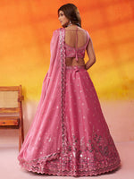 Pink Reception Wear Organza Embroidered Lehenga Choli