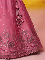 Pink Reception Wear Organza Embroidered Lehenga Choli