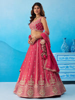 pink bridal lehenga with sequins and bead work