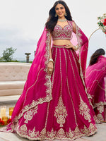 elegant pink silk party wear lehenga choli