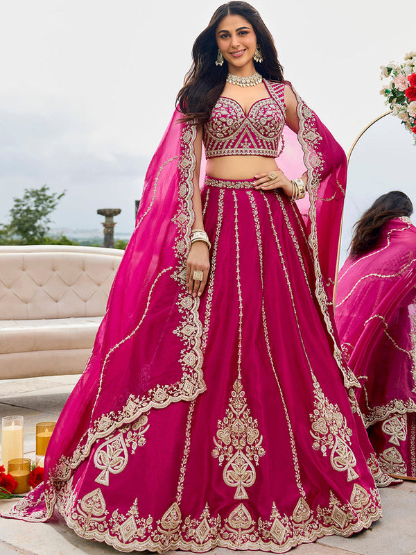 Pink Traditional Silk Lehenga Choli for Wedding