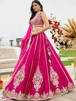pink embroidered lehenga choli with beads work