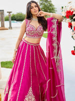 traditional pink silk lehenga for engagement ceremony