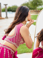 pink wedding lehenga choli with designer embroidery