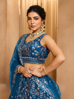 luxury navy blue wedding lehenga for bridal wear