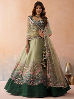ombre green and lime green luxury bridal lehenga