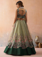 indian bridal ombre green lehenga choli for women