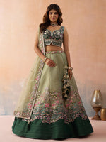 designer ombre green wedding lehenga with dupatta