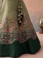 lime green embroidered lehenga for engagement ceremony