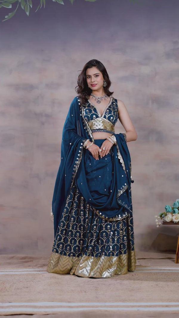 Teal Blue Lehenga Choli – Custom Fit Indian Wedding Wear