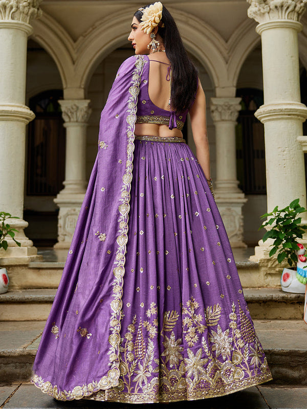 Purple Designer Georgette Wedding Lehenga Choli
