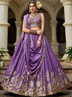 purple sequins work lehenga for festive occasions