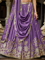 purple reception wear lehenga choli with dupatta