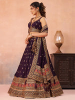 designer purple wedding outfit with embroidered dupatta