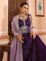 purple heavy embroidered lehenga choli with dupatta