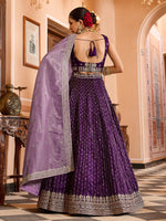 purple designer tissue silk lehenga for festive occasions