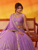 purple tissue silk embroidered lehenga with dupatta