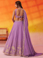 purple wedding lehenga choli with sequins work
