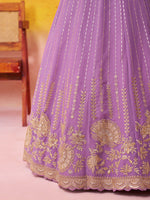 purple bridal lehenga in premium tissue silk fabric
