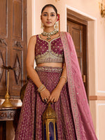 rosegold semi stitched wedding lehenga for women