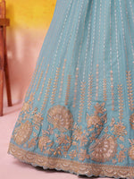seagreen party wear tissue silk lehenga choli