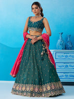 teal festive designer lehenga choli with sequins