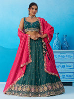 teal premium wedding lehenga with designer bead work