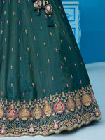 teal embroidered lehenga for engagement and wedding