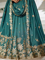 teal semi stitched designer lehenga choli with dupatta