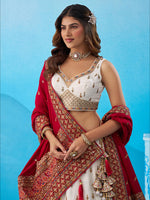 white cream luxury chinnon silk lehenga for women
