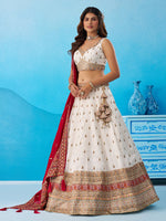 white cream wedding lehenga with sequinned embroidery